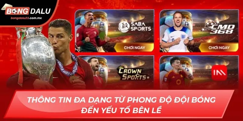 Thông tin đa dạng từ phong độ đội bóng đến yếu tố bên lề